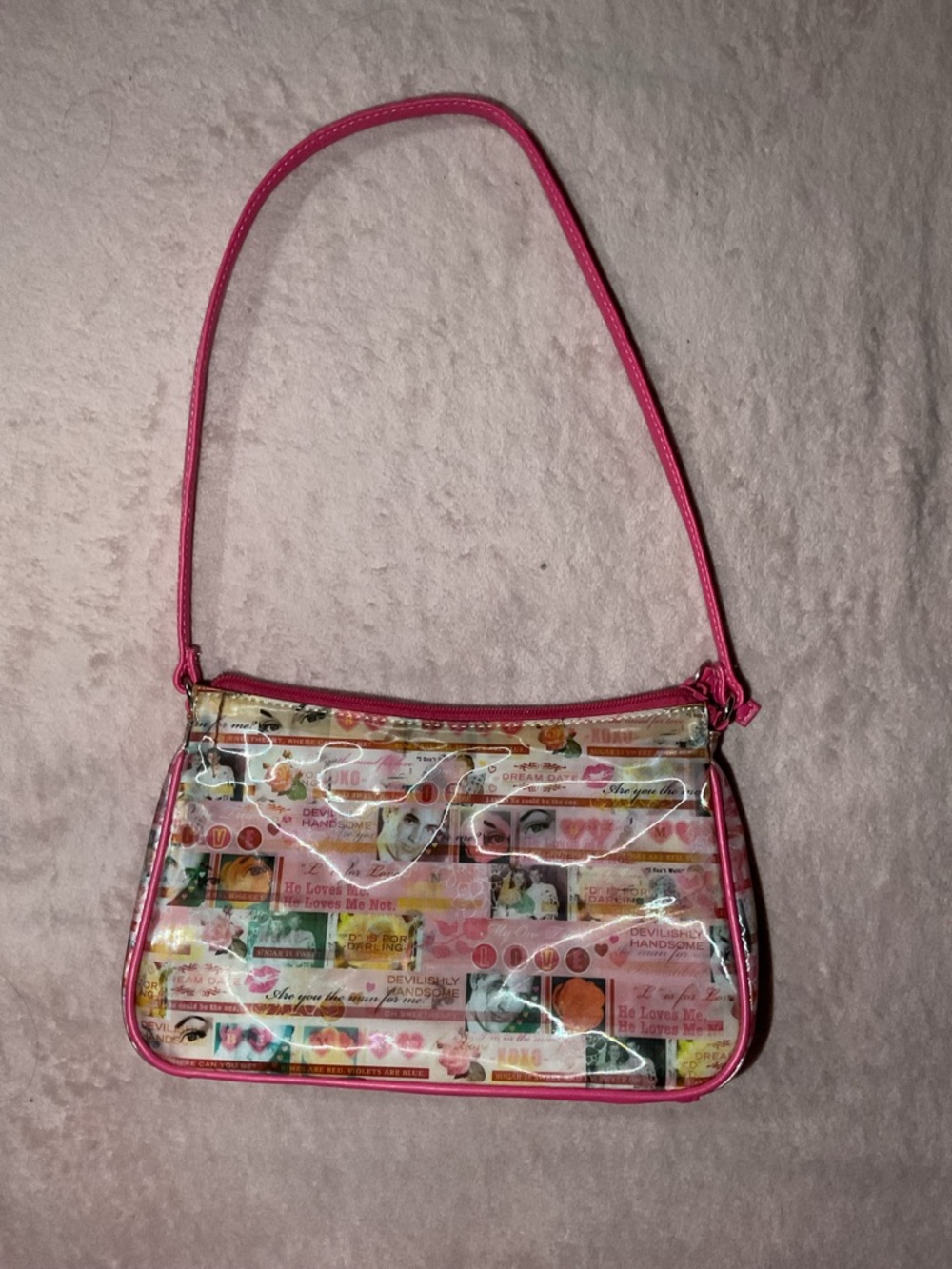 Pink Clear Graphic Shoulder Bag